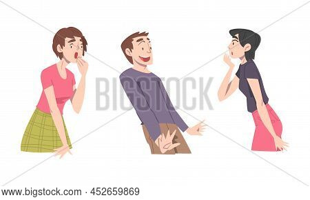 Set Of Happy Surprised People. Excited Man And Women Showing Various Positive Emotions Cartoon Vecto