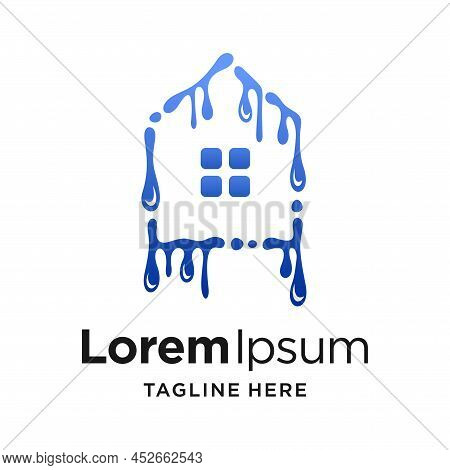 Home Logo With Water Concept, Home Logo