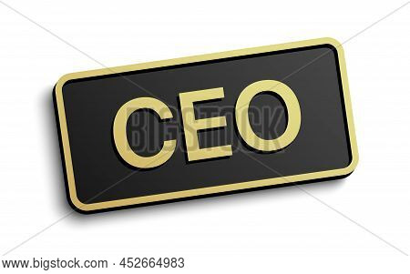 Classic Style Ceo Vector Black Badge With Golden Details, Isolated On White Background