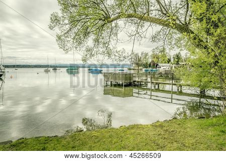 Obraz jezera Starnberg v Bavorsku Německo - Tutzing