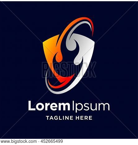 Burning Logo With Shield Concept, Burning Logo