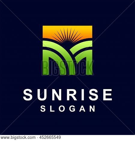 Letter M Logo With Sunrise Concept, Letter M Logo