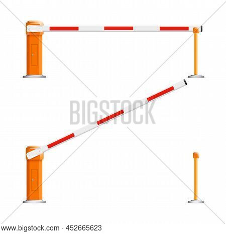 Barrier Flock.parking Zone Turnpike On White Background Vector Illustration.railroad And Parking Zon