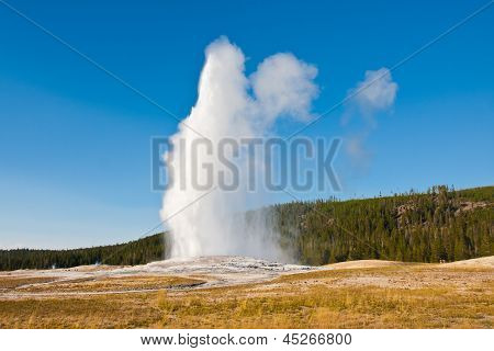 ปะทุของไกเซอร์เก่าซื่อสัตย์ที่อุทธยานแห่งชาติ