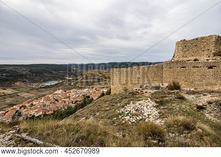 Ruins Of The Rochafrida Castle In Beteta, Serrania De Cuenca. Castilla La Mancha, Spain