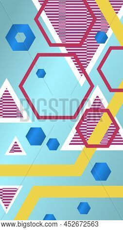 Stories Background With Hexagons And Triagles, 16x9, Portrait Orientation