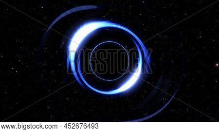 Black Hole In Space, Absorption Of Matter. Event Horizon, Strong Gravitational Pull. Supermassive Bl