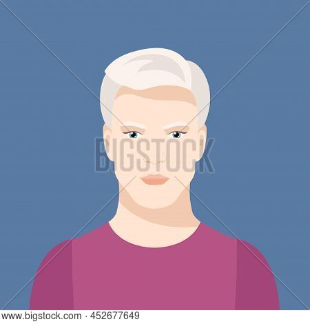 Portrait Of Albino Man. Vector Illustration Of A Guy With Albinism