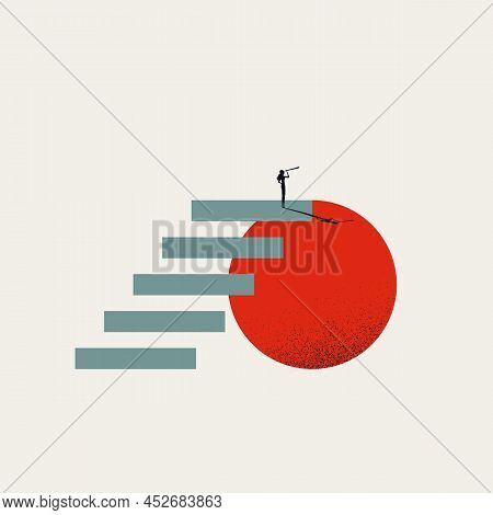 Business Career Future Vector Concept. Symbol Of Vision, Growht, Progress And Corporate Ladder. Mini