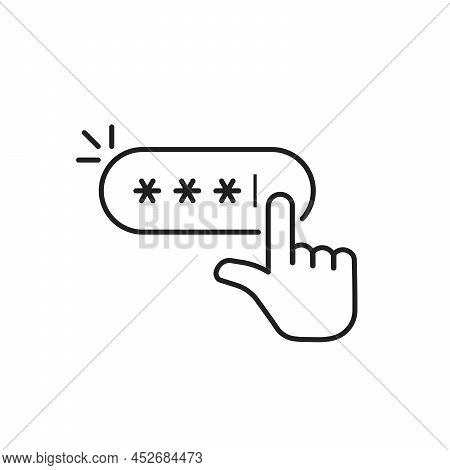 Thin Line Hand Pointer Like Password Button. Simple Flat Linear Trend Modern Secure Registrer Logoty