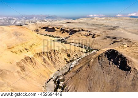 Aerial View Of The Canyon Of The Lost Or Canyon Del Zapa In Ica, Peru