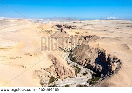 Aerial View Of The Canyon Of The Lost Or Canyon Del Zapa In Ica, Peru
