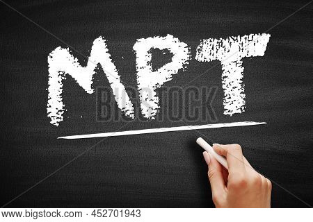 Mpt Modern Portfolio Theory - Mathematical Framework For Assembling A Portfolio Of Assets, Acronym T