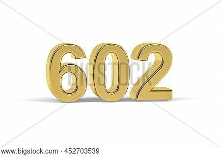 Golden 3d Number 602 - Year 602 Isolated On White Background - 3d Render