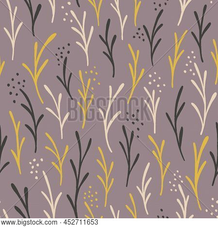 Seamless Floral Pattern. Background With Stylezed Leaves. Simple Vector Wallpaper And Illustration.