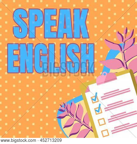 Conceptual Caption Speak English. Business Concept Study Another Foreign Language Online Verbal Cour