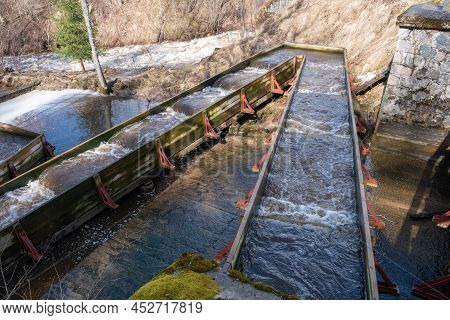 Anfabrikas Locks Is An Engineering Construction Of The Ligatne River Waterway Cascade, Fishway In Sp