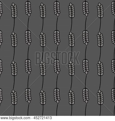 Seamless Pattern Geometric Texture. Surface Pattern With Ears Of Wheat. Simple Minimalist Backdrop. 