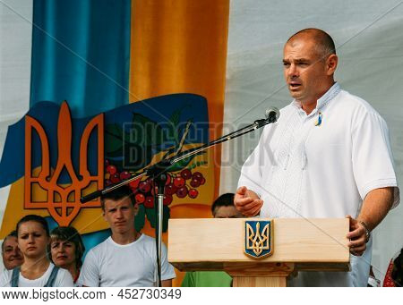 Lutsk, Ukraine - 24 August 2012: People's Deputy Of Ukraine Ihor Palytsia Delivers A Speech During T