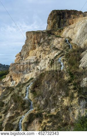 Ancient Hot Thermal Springs And Pool In Nature Park Dei Mulini, Bagno Vignoni, Tuscany, Italy