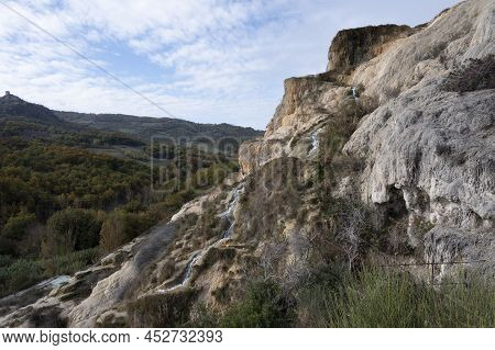 Ancient Hot Thermal Springs And Pool In Nature Park Dei Mulini, Bagno Vignoni, Tuscany, Italy