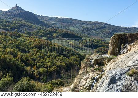 Ancient Hot Thermal Springs And Pool In Nature Park Dei Mulini, Bagno Vignoni, Tuscany, Italy