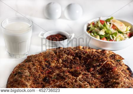 Delicious Turkish Pizza Lahmacun. This Lahmacun Is Tasty And Delicious