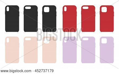 Phone Case. Phone Cover. Mockup Of Silicone Smartphone Case. Mock Up Of Cellphone Hard Covers. Diffe
