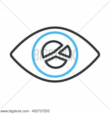 Eye With Market Chart Inside Pupil Icon. Editable Bold Outline With Color Fill Design. Vector Illust