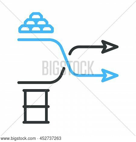 Gold And Oil Comparison Chart Icon. Editable Bold Outline With Color Fill Design. Vector Illustratio