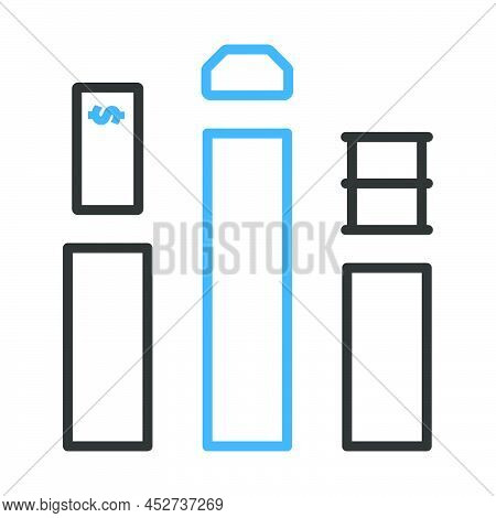 Oil, Dollar And Gold Chart Concept Icon. Editable Bold Outline With Color Fill Design. Vector Illust