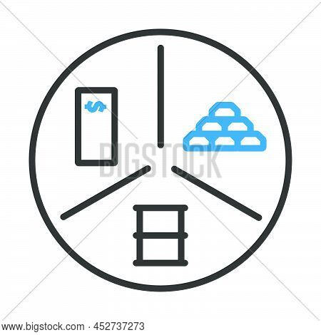 Oil, Dollar And Gold Chart Concept Icon. Editable Bold Outline With Color Fill Design. Vector Illust