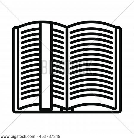 Open Book With Bookmark Icon. Bold Outline Design With Editable Stroke Width. Vector Illustration.