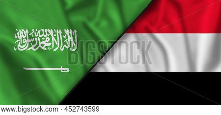 Yemen Saudi Arabia Conflict. High Quality 3d Illustration