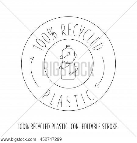 Made From Recycled Plastic - Cleaning Bottle Icon Concept Of Waste Sorting. Editable Stroke. Vector 