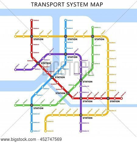 Metro, Underground Or Subway Transport System Map. Urban City Railway Station Lines Scheme. Metropol