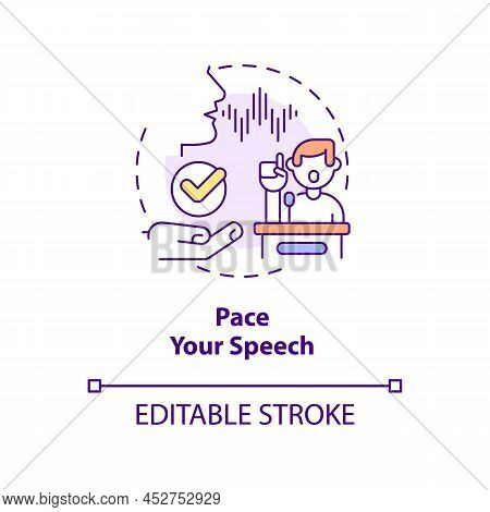 Pace Your Speech Concept Icon. Develop And Practice Talking. Step To Charisma Abstract Idea Thin Lin