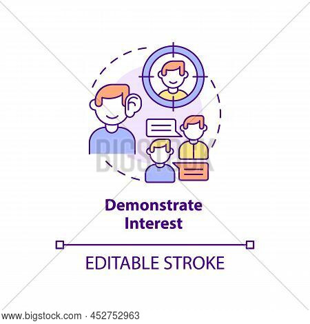 Demonstrate Interest Concept Icon. Showing Engagement. Step To Charisma Abstract Idea Thin Line Illu