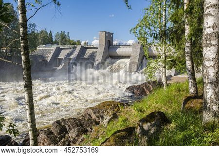 View Of The Imatrankoski Rapid (the Imatra Rapid) And The Hydroelectric Powerplant Dam In Summer, Vu