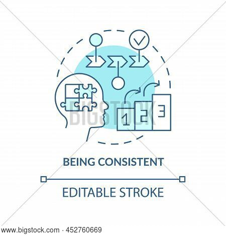 Being Consistent Turquoise Concept Icon. Logical And Rational. Impression Management Abstract Idea T