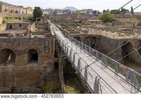 Herculaneum, Campania, Italy - June 29, 2021: Ruins Of An Ancient City Destroyed By The Eruption Of 