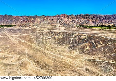 Aerial View Of Palpa Geoglyphs. Unesco World Heritage In Peru