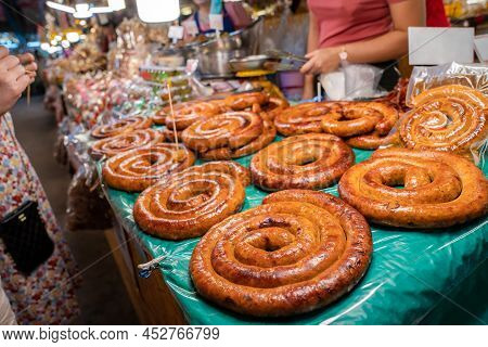 Sai Aua, Northern Thailand Spicy Sausage Is A Famous Traditional Local Saurage Cooked With Curry And