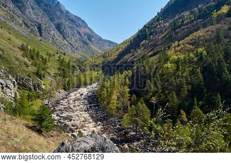 View On Valley Of Chulcha River. Altai Republic, Siberia. Russia
