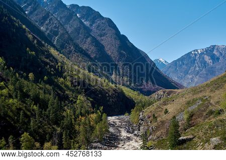 View On Valley Of Chulcha River. Altai Republic, Siberia. Russia