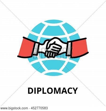 Diplomacy Icon Concept, Politics Collection, Flat Line Vector Illustration