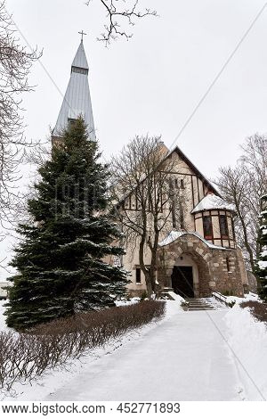 The Church Of The Holy Cross At Winter In Riga, Latvia