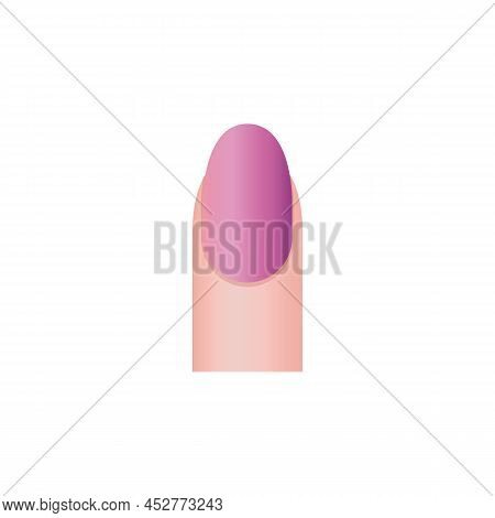 Nail With Shellac Or Nail Polish, Realistic Mockup Vector Illustration Isolated.