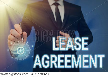 Text Caption Presenting Lease Agreement. Business Approach Contract On The Terms To One Party Agrees