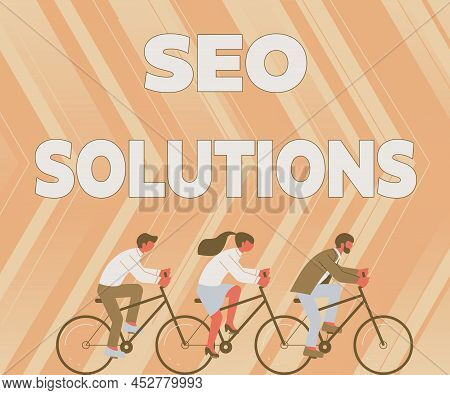 Text Showing Inspiration Seo Solutions. Business Idea Search Engine Result Page Increase Visitors By